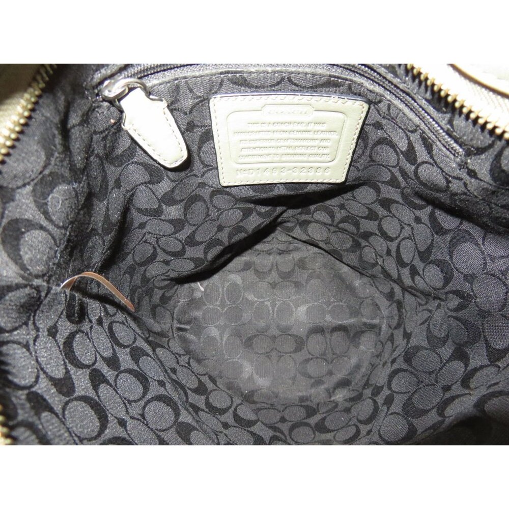 COACH 2014 Bleecker Gun Metal Grommets Hardware in Sage Green Leather Duffel Bag - Picture 7 of 12